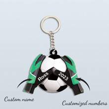 1pc Customized Acrylic Football Sports Design Keychain, Fashion Gift For Sports Fan, Friend, Lover, Family, Daily, Memorial, Holiday, Father's Day Gift