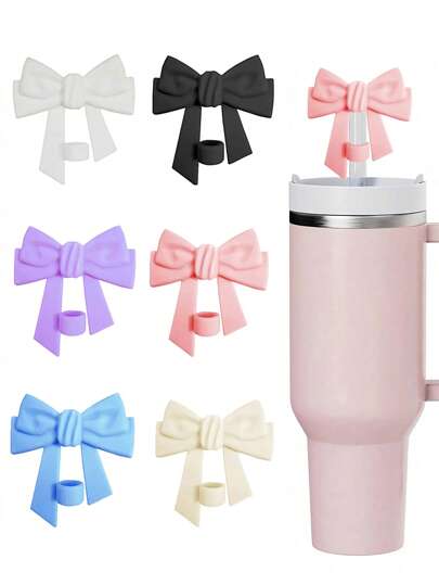 1pc Lifelike Bow Straw Covers Cap Compatible With Stanley 30&40 Oz Tumbler Cups, Reusable 10mm/0.4in Silicone Bow Straw Toppers, Silicone Straw Tips Lids Protectors For Stanley Cups Straw Accessories, Cute Bow Decoration, Cup Accessories, Holiday Party Gifts, Gifts For Women, Mother's Day Gift