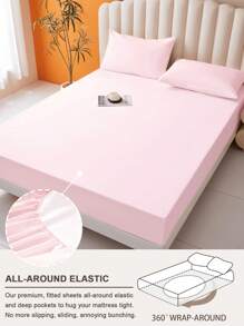 1pc Solid Color Waterproof Fitted Sheet ,Bed Sheet Set Skin-Friendly Mattress Cover, Soft And Comfortable Bed Sheet For Bed ,Mattress Protector, Bedspread For Bedroom, Mattress Cover For Comfortable Sleep, Suitable For All Season