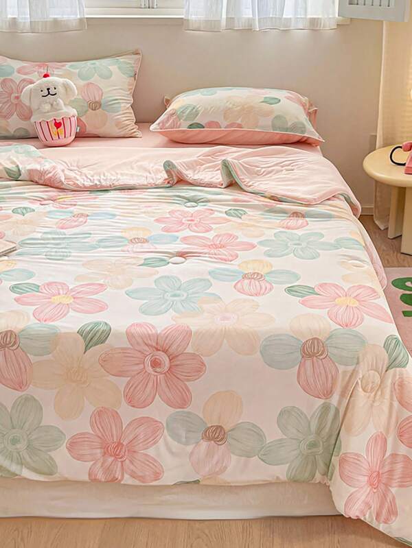 1 Stück flauschige, warme Blumen-Druckbettwäsche für Frühling und Sommer für Kinder, süße Kinderbettwäsche, Kinderzimmer Dekoration, geeignet für Kinderzimmer, Schlafzimmer und Schlafsäle