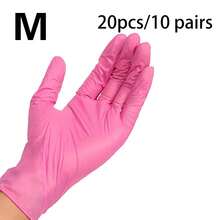 100/50 只/包一次性粉色丁腈手套 - 不含乳胶和粉末，适用于修甲、染发和沙龙清洁、食品处理、过敏敏感皮肤保护、厨房清洁 - 必备家庭清洁用品