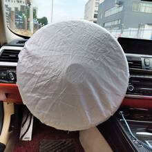 1pc Silver-Coated Fabric Car Steering Wheel Sun Shade Cover - A - View 1