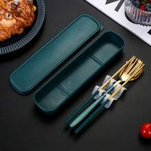 不锈钢便携式餐具套装 - 勺子、叉子、筷子、学校用品 - 彩色 - 查看 11