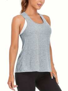 Set de 3 piezas Camiseta sin mangas deportiva para mujer - Secado rápido, mezcla de poliéster transpirable, adecuado para entrenamiento y fitness