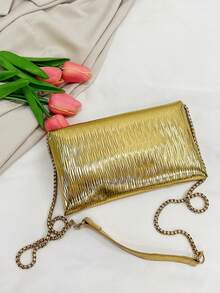 Women's Fashion Simple Versatile Shoulder Bag Chain Envelope Crossbody Bag - Gold - View 9