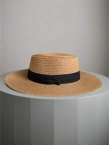 Sombreros de sol para mujer, sombrero de paja tipo boater de ala ancha, plegable y empaquetable para playa, talla ajustable (56-58cm) - Multicolor - Ver 2