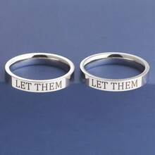 1pc Stainless Steel Motivational Ring - "Let Them" Engraved Ring, Gift For Sisters, Best Friends, Self-Worth Inspiration
