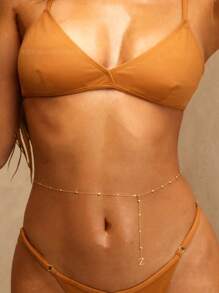 1pc Sexy Gold Ball Chain Tassel Gold A-Z English Letters Gold Waist Chain For Women Boho Style Charm Gold English Letters Body Chain For Women Summer Beach Vacation Travel Jewelry For Women Exquisite Gold Party Jewelry For Women Suitable For Women Wear All Seasons Gift For Mom