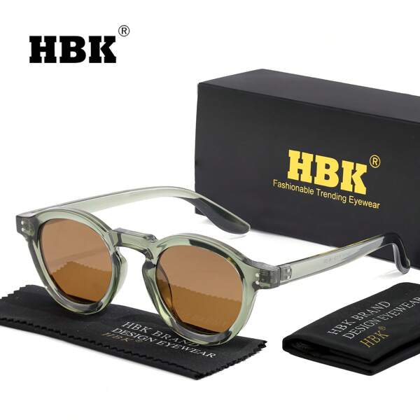 HBK Gafas de estilo vintage con marco de TR90 y lentes polarizadas TAC, elegantes y casuales, un accesorio decorativo para hombres y mujeres, ideal para uso al aire libre, viajes, fotografía callejera, verano y playas