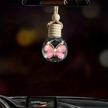 1pc Aromatherapy Diffuser With Car Butterfly Design, Empty Glass Bottle, Car Rear View Mirror Pendant Without Fragrance, Interior Accessories For Mother's Day - one-size - View 13