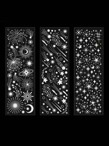 (Set de 3) Pegatinas de galaxia estrellada brillante de PET, pegatinas decorativas de alta calidad para scrapbooking, planificadores, diarios, manualidades DIY