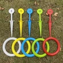1 Set Outdoor Strand Sportspielzeug, Rasenspiel-Ausrüstung, nummeriertes Ringtoss-Spiel, interaktives Eltern-Kind-Lernspiel, Halloween & Weihnachtsgeschenk - strapazierfähiges PP-Material, Weiß, Rot, Blau, Grün, Gelb, Strandaccessoires (Die Punktzahlen und Farben in jedem Set sind nicht fest)
