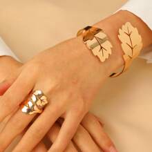 2pcs/Set Elegant Stainless Steel Smooth Water Drop, Starfish, Shell, Snake Geometric Multi-Element Bracelet And Ring Jewelry Set, Fashion Jewelry Gift For Women, Summer Beach