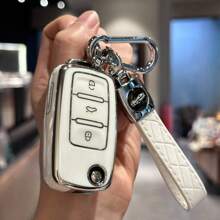 Key Fob Shell Case Cover For VW Jetta Passat Beetle Rabbit GTI CC EOS Amarok Golf 4 5 6 MK4 Polo MK7 Smart Key Protector Holder Car Accessories Bag Charm