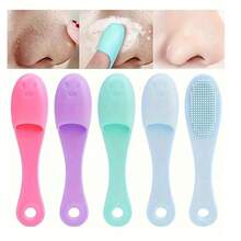 Silicone Nose Scrubber Brush, Manual Thumb Finger Blackhead Pore Cleansing Face Washing Brush - Multicolor - View 5
