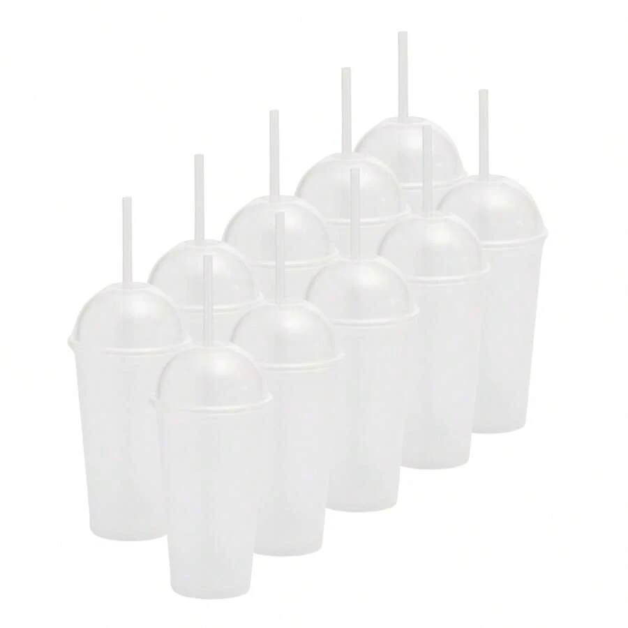 Paquete de 50 vasos reusables Saturn 16 oz con tapa domo tipo frappe, vasos ecológicos resistentes para café frappé jugos bebidas frías eventos fiestas