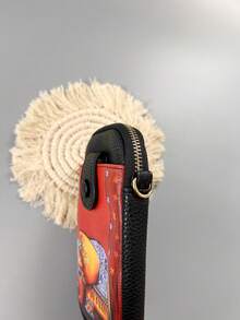 Bolso bandolera compacto con estampado de elefante, puede contener teléfono, llaves, lápiz labial, tarjeta bancaria, diseño con cierre de cremallera y broche a presión, anti-robo y a prueba de caídas, de moda y ligero para uso diario y viajes - Rojo - Ver 4