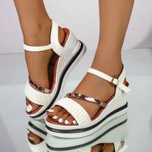 Fashion Platform Waterproof High Heel Sandals, New Summer Wedge Thick Bottom Sandals, Versatile Strap Open-Toe Beach Shoes - White - View 11