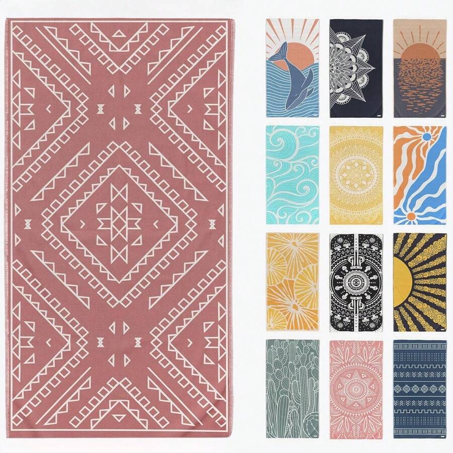 Sand Free Beach Towel, Quick Dry Microfiber Bath Towel, 31''x71'' Oversized Beach Blanket, Lightweight For Travel - 12 - View 1