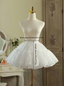 1pc Versatile Two-Layer Elastic Mesh Lolita Skirt Hoop, White/Black, Soft Chiffon Underskirt, Lolita/Cosplay Accessories