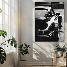 Framed 1PC Rear View Porsche 911 Poster | Luxury Sport Wall Art | Black And White Car Print Creative Wall Art Canvas Painting High-Quality Print, Waterproof,Fade-Resistant, 2D, Great Decor For Home, Office, Living Room, Bedroom, Kitchen, Bathroom, Dorm,Restaurants, Bars, Cafe,Gym,Hallway  Perfect Gift For Him/Her, Artist, Enthusiasts,  Ideal For Seasonal Decor,Event&Party Supplies, Birthdays,Valentine's Day, Mother's Day, New Year, Halloween,Thanksgiving Day,  Christmas, Easter - Framed - View 4