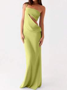 Einfarbiges, elegant-sexy, rückenfrei geschnürtes Maxi-Urlaubskleid