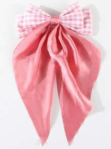 1pc Girls Large Plaid Bow Ribbon Hair Clip Haircomb Hairband Elegant Hair Accessory