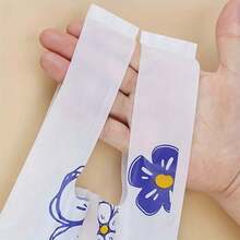 50pcs Floral "Nice To Meet You" Durable Plastic Tote Bags - Thick & Strong, Plastic Bags For Small Business, Shopping Bags, Ideal For Festival, Birthday, Party Favors, Wedding Gift Packaging, Suitable For Gifts, Parties, Shops, Boutiques - Multicolor - View 7