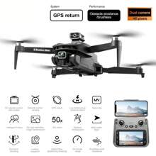 GPS Remote Control Drone With 4.5-Inch Large Screen, Foldable Quadcopter | PTZ Dual HD Cameras | Brushless Motor | Optical Flow Positioning | GPS Auto Return | Includes 2 Batteries For Extended Flight Time | Outdoor Aerial Photography Companion | Toy Drone