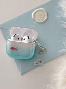 Ocean Japan Style Minimalist Early Spring Blue Tie-Dye Gold Fish Suitable For Apple 4 Bluetooth Headphone Case, Apple Pro 2/3 Protective Cover, Soft Silicone Apple 2 Generation Earphone Case - Baby Blue - View 3