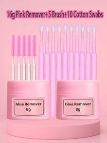 睫毛延长卸妆套装 8ml-24ml 香氛睫毛卸妆液 适用于睫毛延长 玫瑰香味睫毛卸妆液 带眼罩 微型棉签刷 无刺激 快速溶解睫毛粘合剂 睫毛胶水 - 彩色 - 查看 9