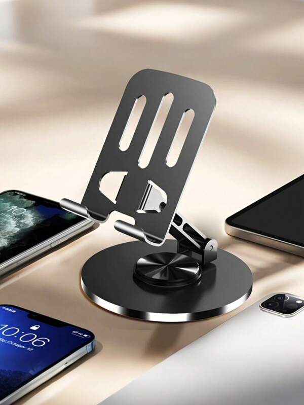 2 قطعة حامل هاتف معدني قابل للتدوير 360° - قابل للتعديل متعدد الزوايا ، مناسب للهواتف الذكية واللوحات، مقاوم للانزلاق ، متين ، ذو لونين رمادي ، ملحقات مكتبية ، حامل هاتف قابل للتعديل | حامل معدني موضي | سطح معدني ، حامل هاتف (لون عشوائي)