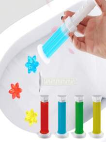 4pcs/Box Floral/Printed Toilet Cleaning Gel, Bathroom Freshener Deodorizer, Powerful Adhesive, Suitable For Bathroom