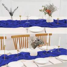 1/6/10 PIEZAS Tul azul real de 10 pies, mantel corredor de estilo bohemio, tela gasa, estilo país, transparente corredor para boda, cumpleaños, ducha, fiesta, decoración de mesa de comedor bohemia (Zafiro)