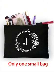 1/2 pezzi Borsa shopping tela con stampa lettere iniziali dalla A alla Z, con borsa portaoggetti cosmetici inclusa, borsa personalizzata, grande capacità, adatto per matrimoni, compleanni, spiaggia, vacanze, scuola, ottimo regalo per donne, mamme, insegnanti, amiche, damigelle d'onore, studenti, borsa grande. Borsa casual capiente e portatile, adatta per lo shopping multifunzionale