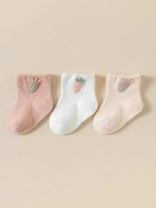 1 Pair Cute Cartoon Rabbit/Carrot/Bear/Animal Hand-Made 100% Polyester Children Socks, Comfortable Casual Fashion Socks For Baby 0-4 Years Old, Suitable For Spring, Summer, Autumn And Winter - Multicolor - View 11