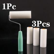 Set de 5 role de vopsea reutilizabile - 1 rolă de vopsea, 3 capete de rolă, 1 pensulă plată - Ușor de umplut și utilizat - Instrumente de vopsit și reparare a pereților - Structură din plastic - Pensule multifuncționale pentru arte, meșteșuguri și decorațiuni interioare - Imprimarea pe suprafața capului de pensulă este normală, Consumabile pentru decorațiuni interioare