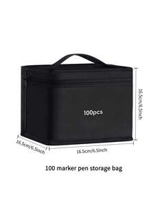 大容量折叠便携式记号笔袋，多功能帆布笔袋，记号笔收纳盒，适用于小型化妆包（不含记号笔）-可手洗，适用于学校用品、返校季、铅笔盒、文具 - 黑色筆袋 - 查看 15