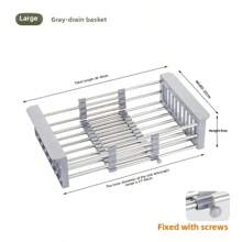 RVS hangende afdruiprek, verstelbare multifunctionele afdruipmand, keuken gootsteen organizer rek, ABS antislip uitbreidbare opbergplank