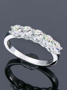 XUJIA 1 pièce Bague solitaire en argent sterling 925 avec moissanite ronde de 4 mm, bijou simple et à la mode, cadeau avec certificat GRA