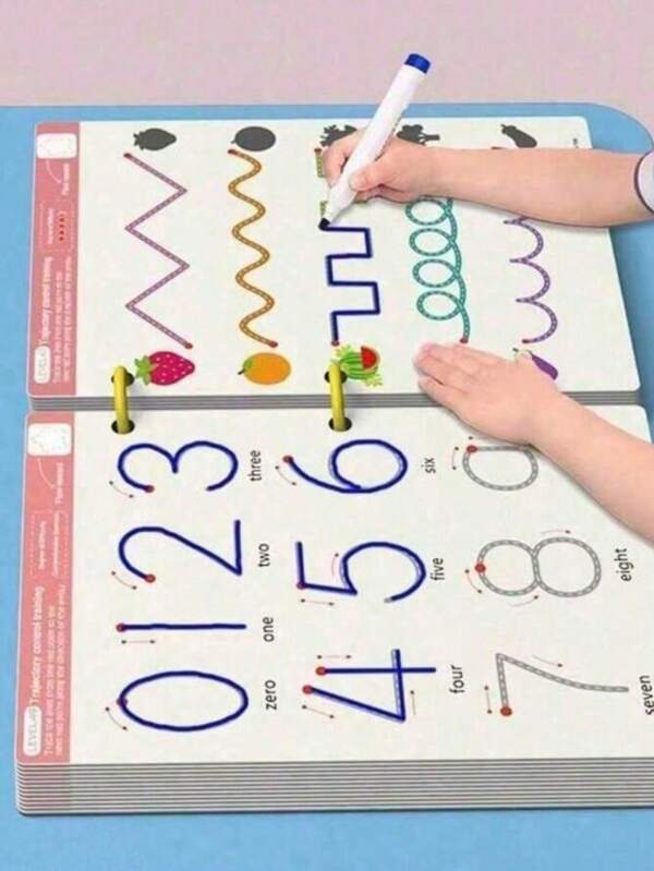 1 Set Of 32 Pages Reusable Thinking & Enlightenment Movement Magic Practice Tracing Workbook Montessori Painting Educational Control Training
