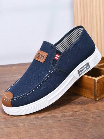 男士布面滑板鞋，透氣防滑休閒板鞋，男性工作鞋