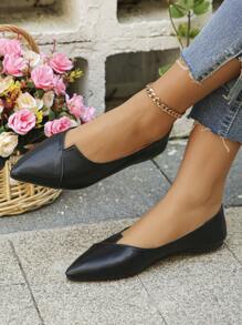 2025 Autumn Oversized Women's Pointed Toe Slip-On Flats, Black, Outdoor Daily Casual Loafers, Chocolate Brown Soft Sole Work Shoes, Driving Moccasins, Sizes 35-45