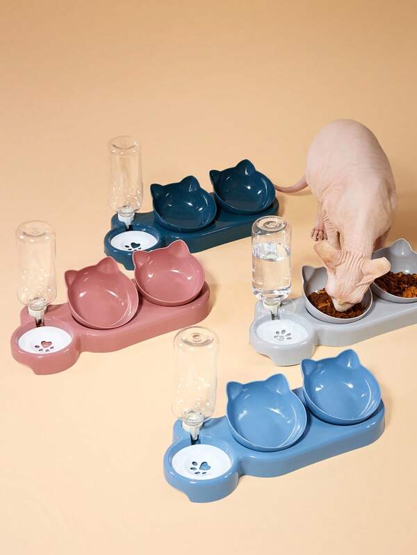 PETSIN 1 Stück Katzen-/Hundenäpfchen mit abgeschrägtem Design, Nackenschutz, auslaufgeschützt, automatischer Wasser-/Futterspender, Haustierzubehör