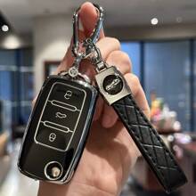 Key Fob Shell Case Cover For VW Jetta Passat Beetle Rabbit GTI CC EOS Amarok Golf 4 5 6 MK4 Polo MK7 Smart Key Protector Holder Car Accessories Bag Charm