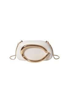 ceionkeust Women's Crossbody Box Bag With Chain, New European And American Fashion Lightweight Luxury Office Commute Anti-Theft Metal Decor Square Purse Suitable For Outing, Shopping, And Carrying Small Items