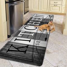 1 pièce Tapis de cuisine classique imprimé de grain de bois de couleur foncée, mousse à mémoire de forme à haute rebondissement, tapis absorbant et antidérapant pour la cuisine, le couloir, la salle de bain, l'entrée, la salle à manger et autres décorations de la maison