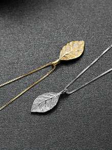 1 pieza Collar con colgante de hoja de plata de ley 925, collar de cadena delicado con diseño único estilo Mori minimalista, regalo para mujeres
