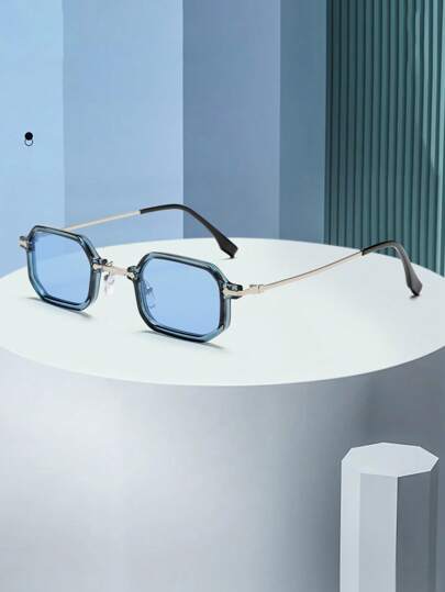 زوج من النظارات الشمسية الديكورية المربعة للجنسين، إطار صغير عصري معتق، نظارات موضة للصيف والشاطئ والرحلات والأنشطة الخارجية