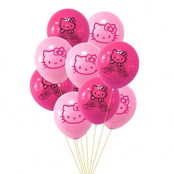 Sanrio Conjunto de 10 balões de látex rosa Hello Kitty de 30 cm, decoração para festa de aniversário e casamento, brinquedos de desenho animado